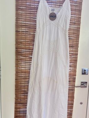 INC International Concepts White Embroidered Maxi Dress 100% cotton never worn!